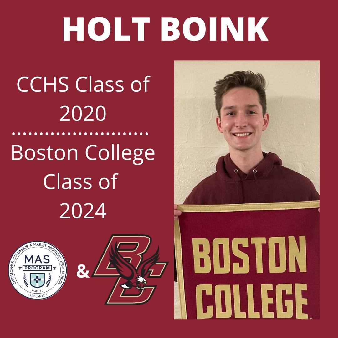 masprogram_cchs's tweet photo. First MFP Alumni Spotlight: Holt Boink ‘20. 
Holt was a member of CCHS’ class of 2020 and will graduate from Boston College in 2024!

➡️ Swipe to see some quotes from Holt himself! 

#BeMoreBeMas #Adelante #CPride 

@BCEagles https://t.co/QZGA4iE6GB