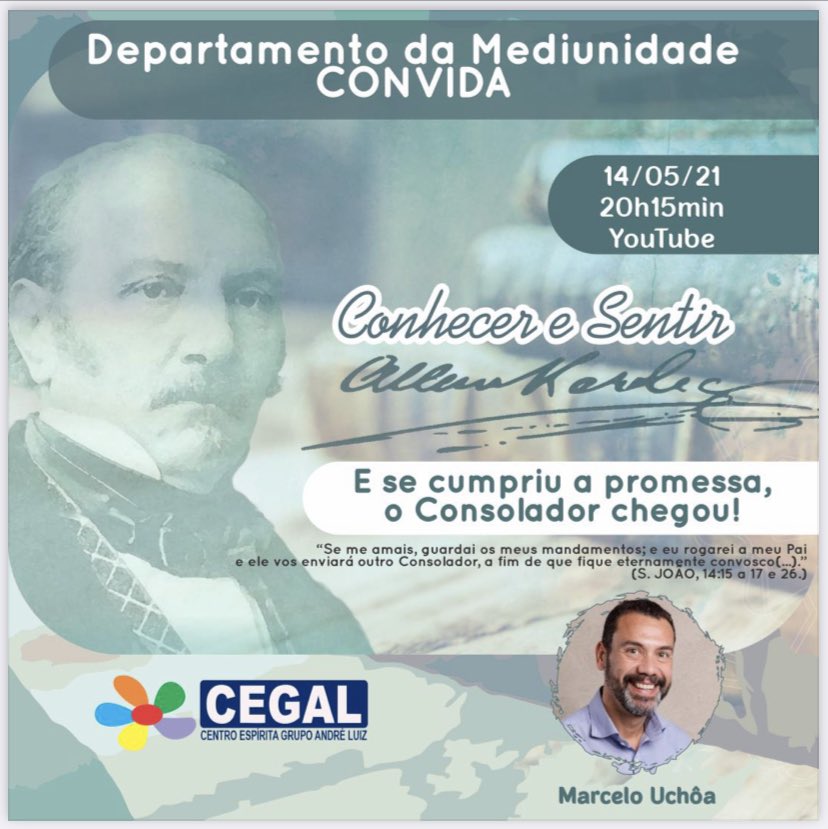 marcelosuchoa's tweet photo. Estaremos hoje, dia 14/05, a partir das 20h15min, em parceria com o Centro Espírita Grupo André Luiz, conversando juntos sobre o tema “E se cumpriu a promessa, o consolador chegou”. Acompanhe-nos no YouTube https://t.co/q75Thp4Do7 https://t.co/46ODKMTElI