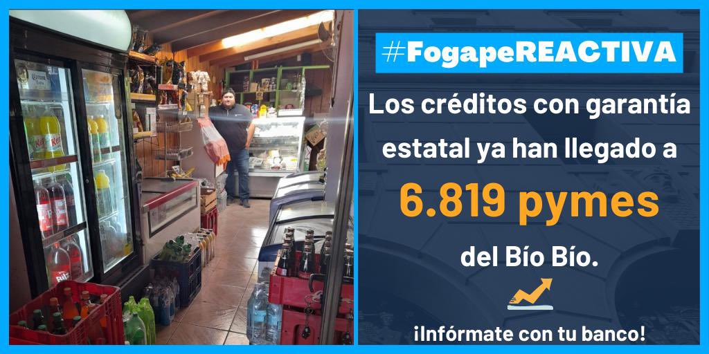 Desde febrero hasta el 11 de Mayo ya son 6.819 operaciones del crédito con aval del Estado #FogapeReactiva en el #Biobío con un monto superior a $ 203.686 millones. Este crédito lo puedes solicitar hasta Diciembre de 2021. <a href="/PatricioKuhn/">Patricio Kuhn Artigues</a> <a href="/Min_Hacienda/">Ministerio de Hacienda</a> <a href="/SubseHacienda/">Subsecretaría de Hacienda</a>