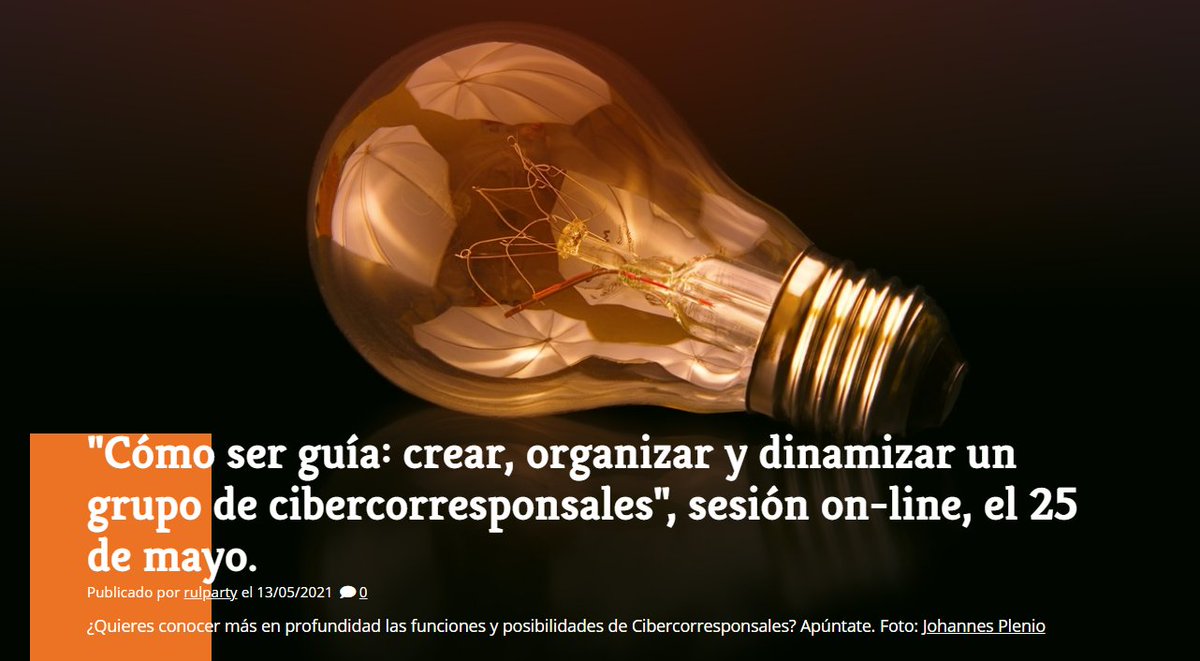 📢 ¿Trabajas con grupos de chicos y chicas? 

🔸¿Te planteas nuevas formas de participación? 

🔸¿Quieres conocer más en profundidad las funciones y posibilidades de #Cibercorresponsales? 

¡Apúntate! Sesión on-line para personal adulto el 25 de mayo.

📌 bit.ly/33JgFPK