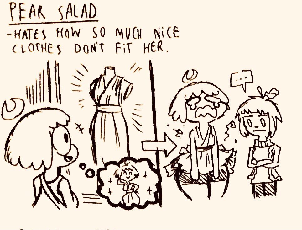 Name: Pear Salad
Age: 19 years
Pronouns: She/Her
Birthday: August 20
Height: 5'9" (175 cm)
Weight: 173 lbs (78.5 kg)
Can I be friends with her: It's almost impossible not to. She will give you hugs everyday โค๏ธ