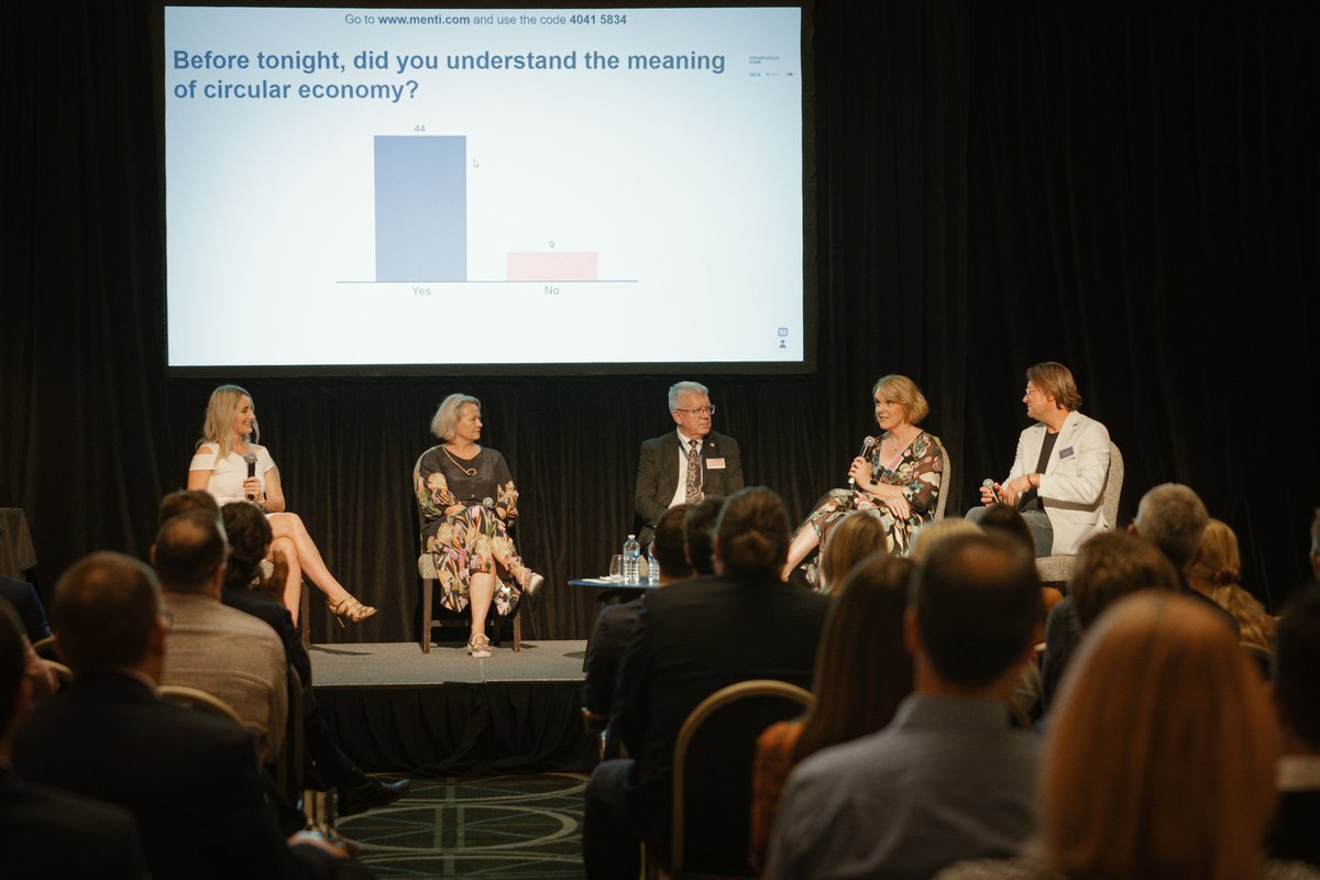 CristynMeath's tweet photo. Thanks to the incredible panel @BrandonGien, Priscilla Radice(@IAQld), Neil Scales(@TMRQld) & Joyanne Manning(@ArupAustralasia) sharing their insights on #circularinfrastructure at the launch event for the @infra_colab
@jurijnet @BusModIncANZ @ISCAus @UQ_News https://t.co/CV123GrUfs