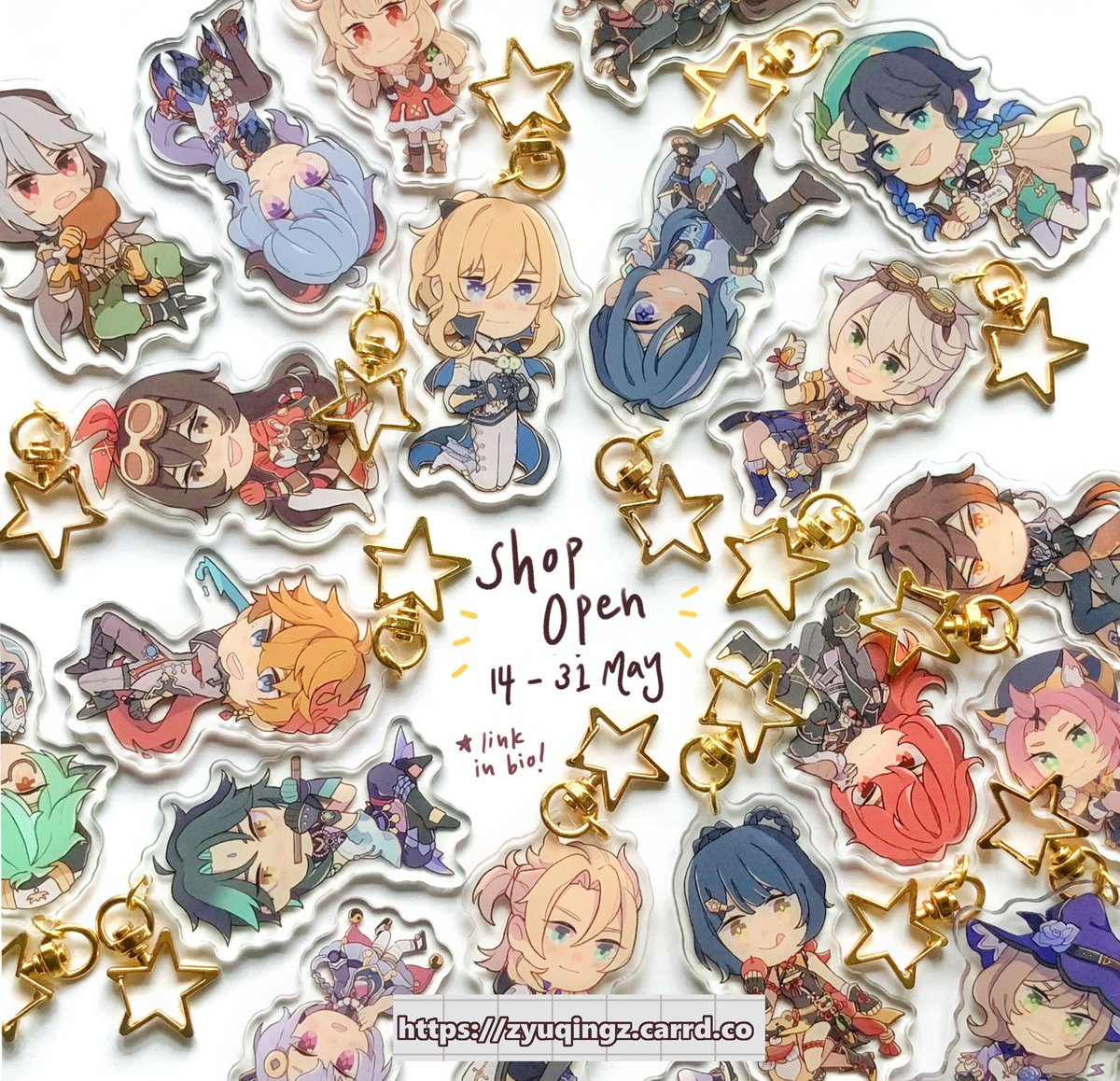 🌟RTs & Likes Appreciated!🌟
My shop opened today!! I have a lot of charm designs up for Preorder + some wack stickers, selling some Kaebedo prints too ❄️✨
The link is on my carrd in my bio!
#GenshinImpact #原神 