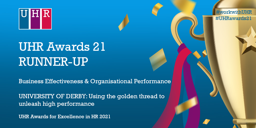 We were the runner-up in the UHR Awards for Excellence in HR 2021! This is a huge success and a great reflection of the work carried out by the team which has supported our shift towards a culture of high performance. #derbyuni #UHRawards21