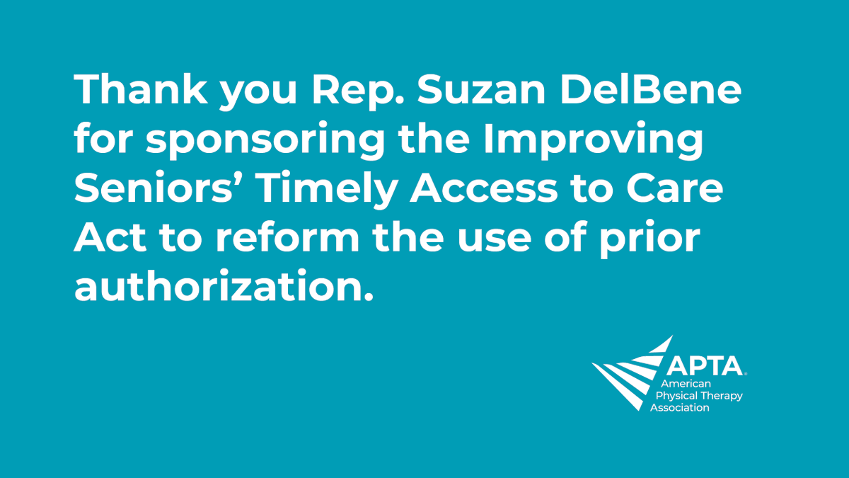 Prior authorization can result in admin burden, delayed care &amp; time away from patients. APTA-supported bipartisan legislation, the Improving Seniors’ Timely Access to Care Act, will reform the use of prior auth by Medicare Advantage plans. bit.ly/3eM7YdD #PTAdvocacy
