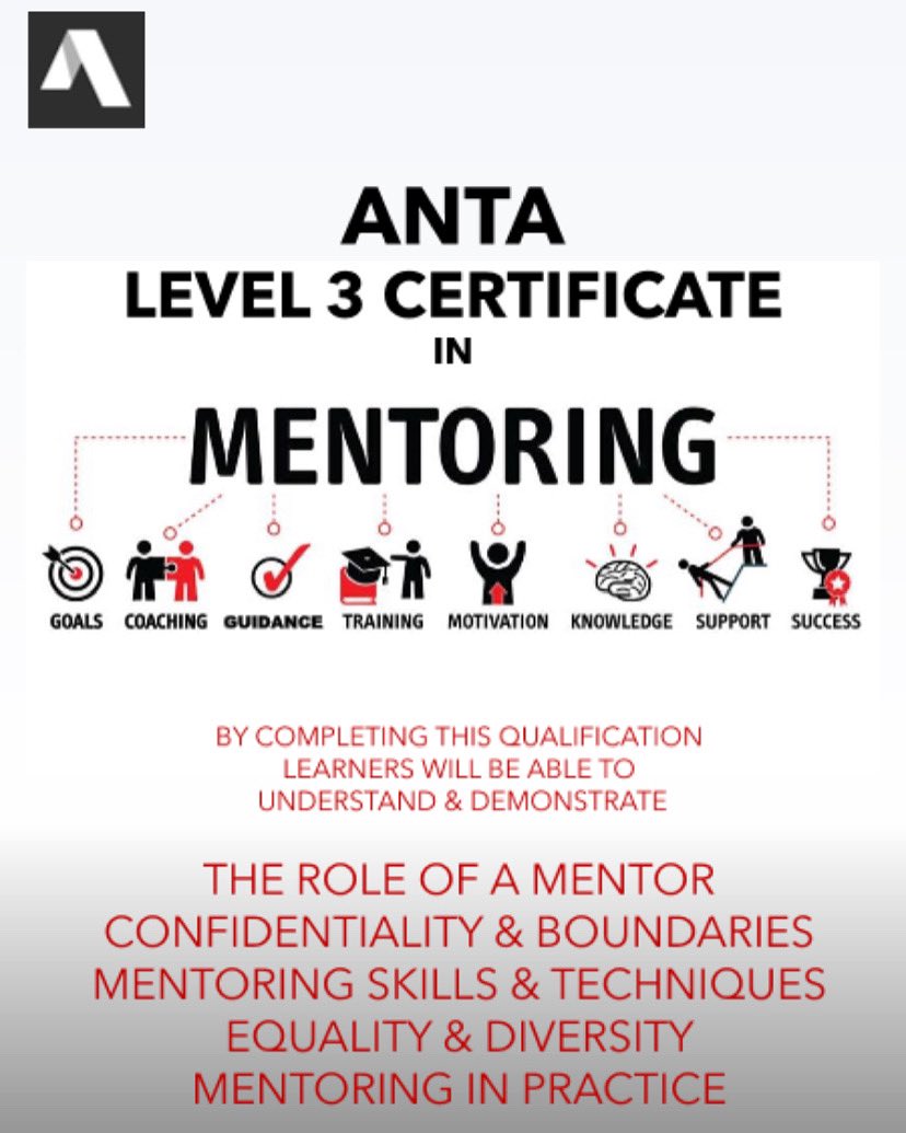 AntaEducation's tweet photo. #New #Qualification

Level 3 Certificate in Mentoring is perfect for anyone working in an advice and guidance role. Work coaches, Career mentors or employability tutors could benefit from this 30 hour qual. Delivered in your own time around other work commitments

#training #CPD https://t.co/TVMWMHyNHR