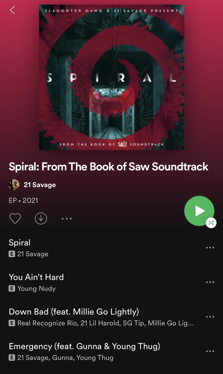 HAPPY SAW DAY EVRYONE I KNO EVEYONE IS VRY EXITED ABOT THE SAW MOVIE SAW SPRIAL FROM THE BOOK OF SAW BUT DONT FORGT THERES ALSO SAW SPIRAL FORM THE BOOK OF SAW SNDTRACK OUT TODAY 2