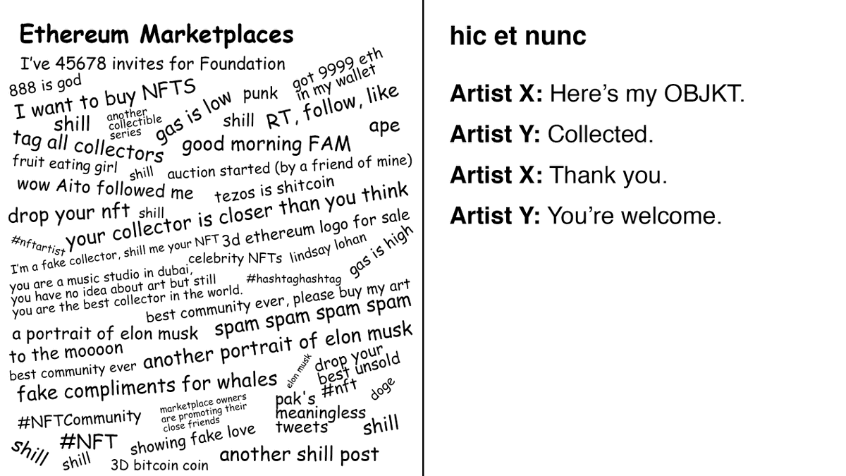 burkabayramart's tweet image. ethereum marketplaces VS hic et nunc