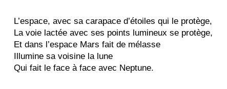 Salut 
<a href="/PetitsPrinces33/">PetitsPrinces33</a>, on est les #RALA et voici notre strophe! Nous avons choisi de faire une répétition et de faire des rimes plates. #TwittenRimes
