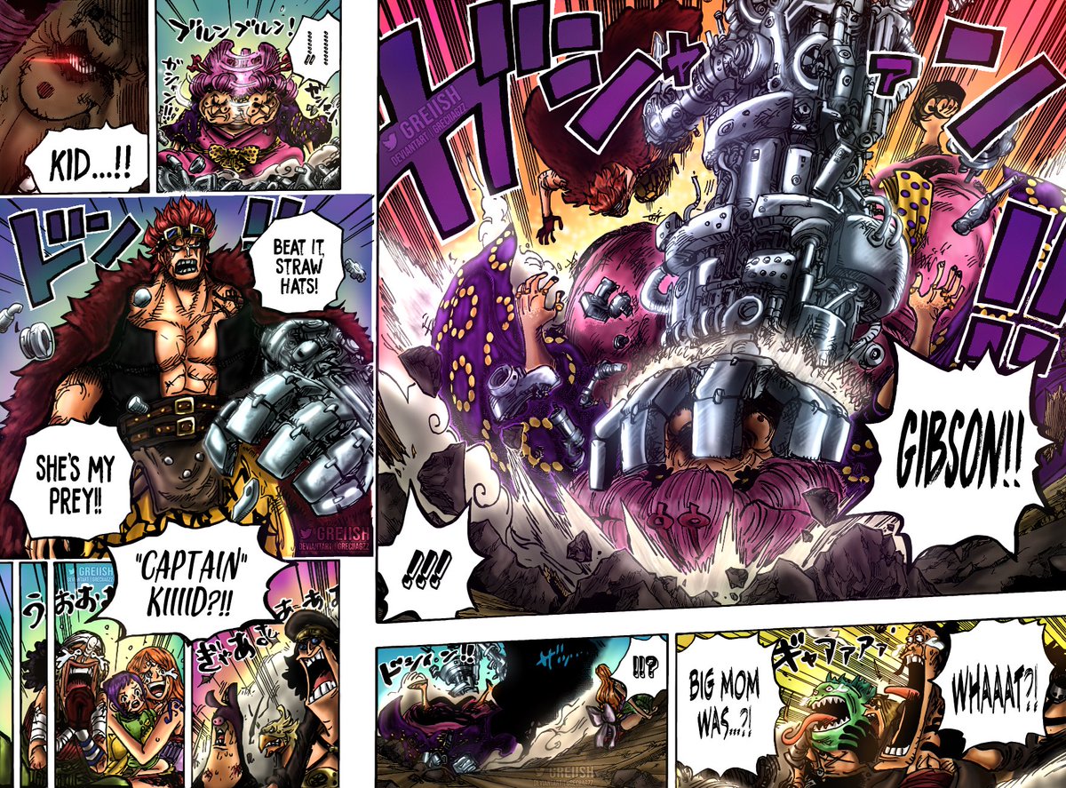 Scopper Gapan Rt Greiish Eustass Captain Kid Dropping Some Heavy Metal On Bm New Colored Manga Pages By Me From One Piece Chapter 1013 For Tcbsc Twitter