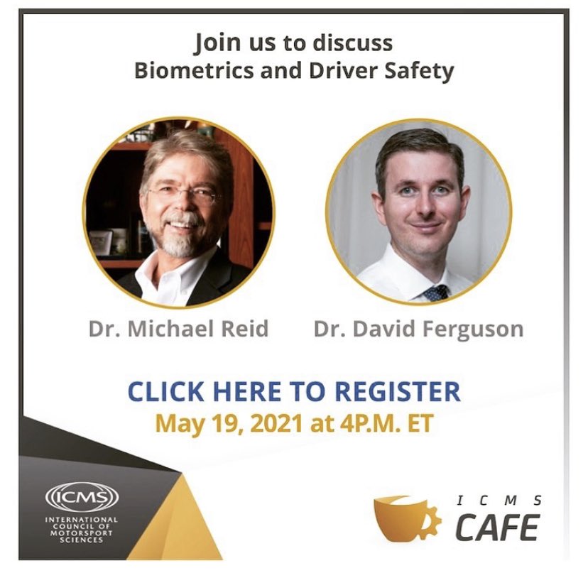 TheSportPhysio1's tweet image. Virtual webinar next week on how to use biometrics in auto racing.  Click link to register. #driverscience  icmsmotorsportsafety.org/icms-cafe-join…