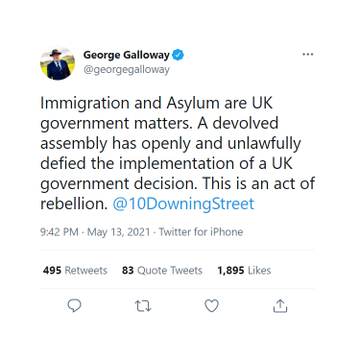 GerryHassan's tweet photo. The descent of George Galloway from the radical firebrand of his youth to being an apologist for the British state's worst practices in Kenmure Street, Pollokshields. Next stop will be fully joining the latest Nigel Farage political initiative. https://t.co/OfhBKCKkZC