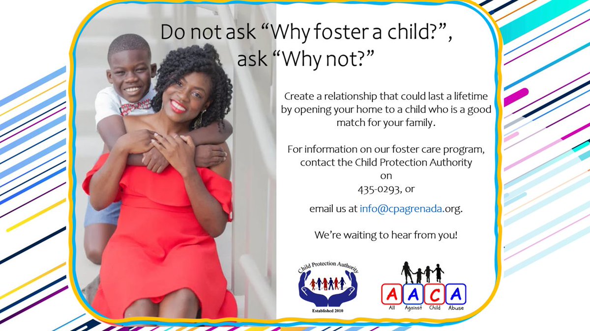 CPA_Grenada's tweet image. Hi Friends! Today we officially begin Foster Care Fridays! Everything you need to know about our Foster Care Program will be shared right here every Friday!           Are you excited yet? Because we are! T.G.F.F.! - Thank God For Fostering!#FostersNeeded #FostersSaveLives