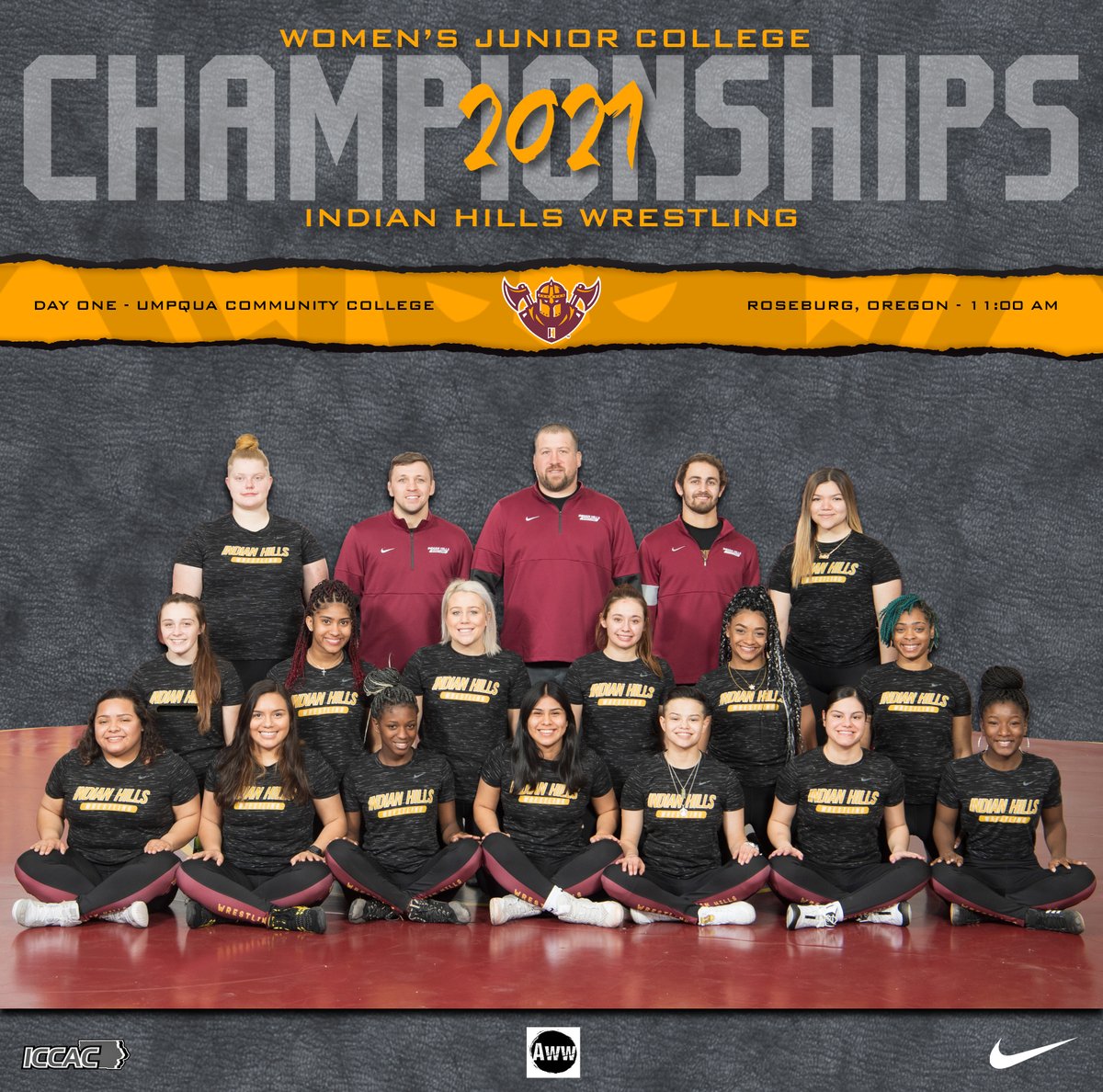 IHCCAthletics's tweet photo. NATIONAL CHAMPIONSHIPS!  @IHCCWrestling has traveled to Roseburg, OR on the campus of @uccriverhawks to take part in the 1st-ever Women’s Junior College National Wrestling Championships.  #WeAreHills #WarriorNation https://t.co/a7RoELog8p