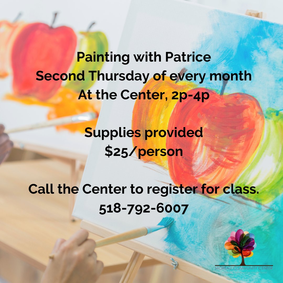 MoreauCommunity's tweet photo. Love painting?! Looking for an occasional chance to get together with others and paint with a trained, practicing artist? Check it out! https://t.co/sPTZeOnRmP