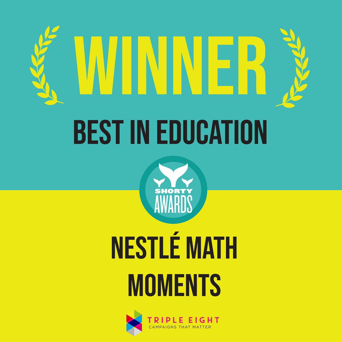triple_eight888's tweet photo. The Nestlé Nespray Math Moment Campaign recently won two Shorty Awards for Best In Education and Best In Whatsapp – these are the most elite of social media awards, based in NYC. We are grateful to Nestlé for the opportunity to collaborate on this beautiful work. #TripleEight https://t.co/UN7fLJ9cdm