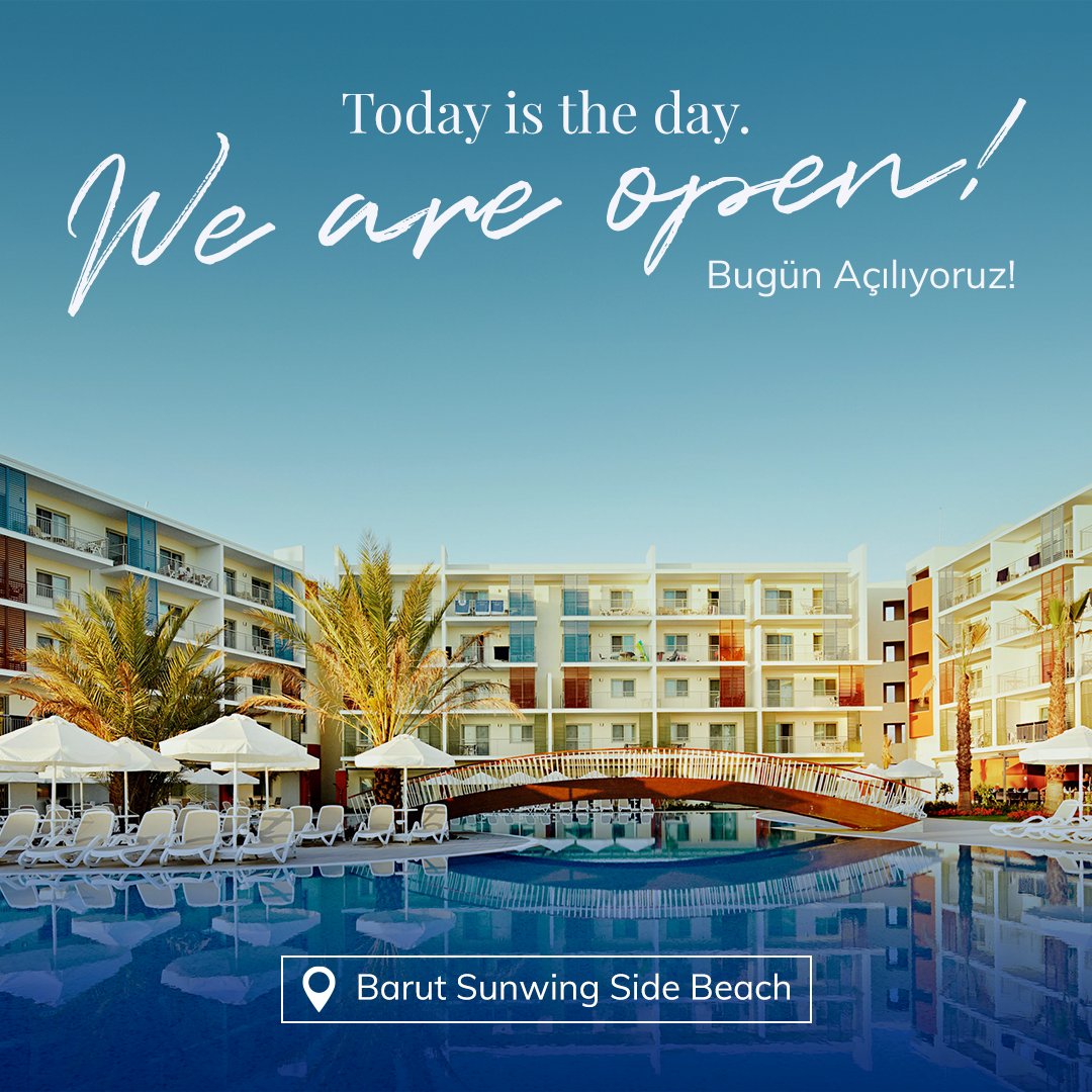 BarutHotelsTR's tweet photo. Today is the day! We are open!
๐จ@sunwingsidebeach
https://t.co/A0QHHk30ad
๐ 444 96 00
.
.
.
.
#baruthotels #baruthotels50years #sunwing #sunwingsidebeach #side #turkey https://t.co/V4fhqBF90p