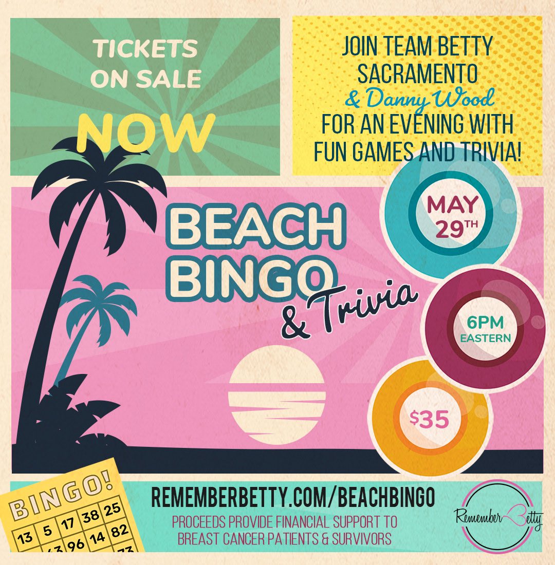 Just a quick reminder that tickets are still available to the <a href="/TeamBettySac/">Team Betty Sacramento</a> #virtualevent! Join us for a night of fun &amp; games as we raise money for #breastcancer patients. 💕💕💕

To buy your ticket: rememberbetty.com/BeachBingo 

#rememberbetty
