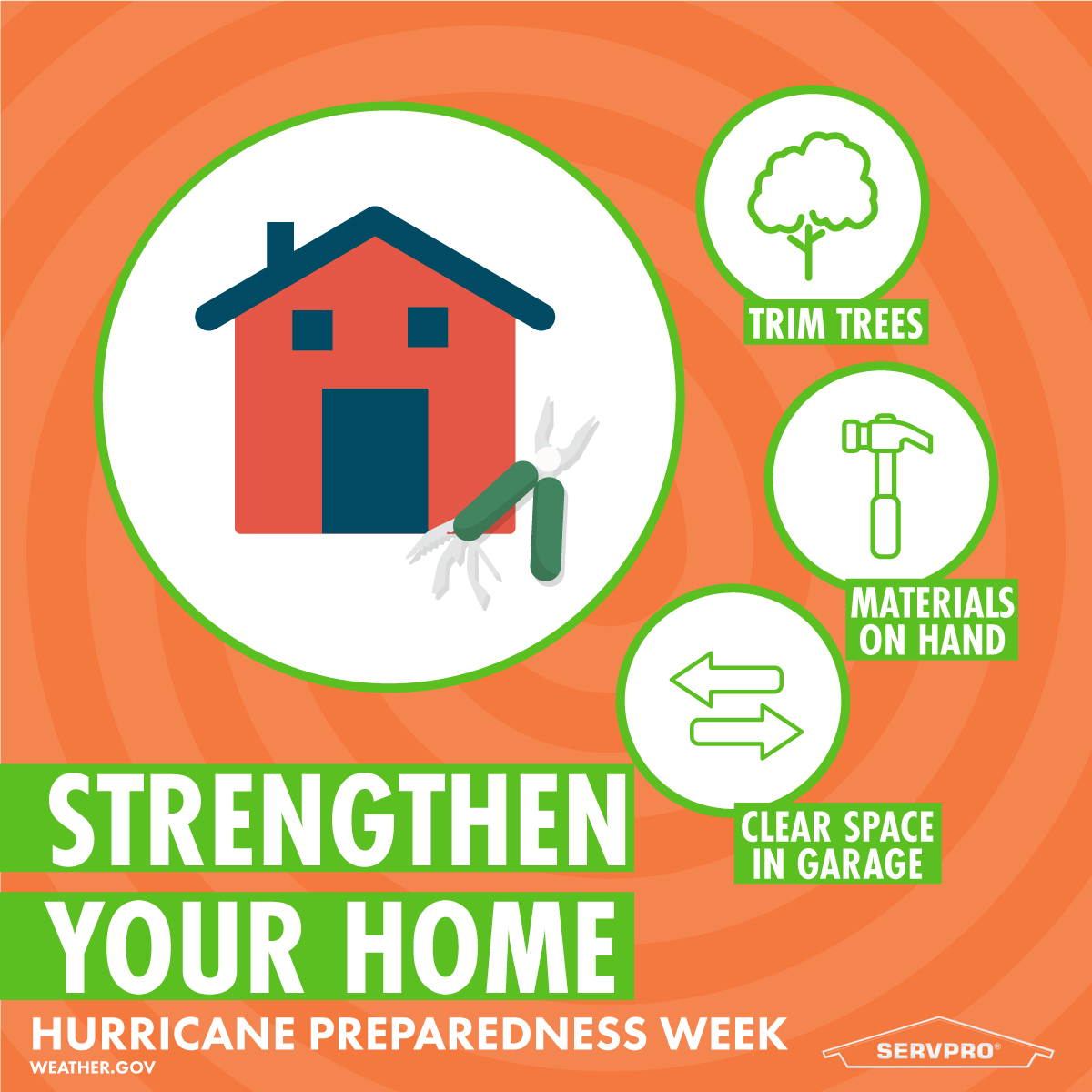 Day 5 of Hurricane Prep Week is about getting your home ready. Trim your trees to prevent damage from snapped branches and board up your windows to protect them from flying debris. More ways to strengthen your home-> bddy.me/33KXqVP