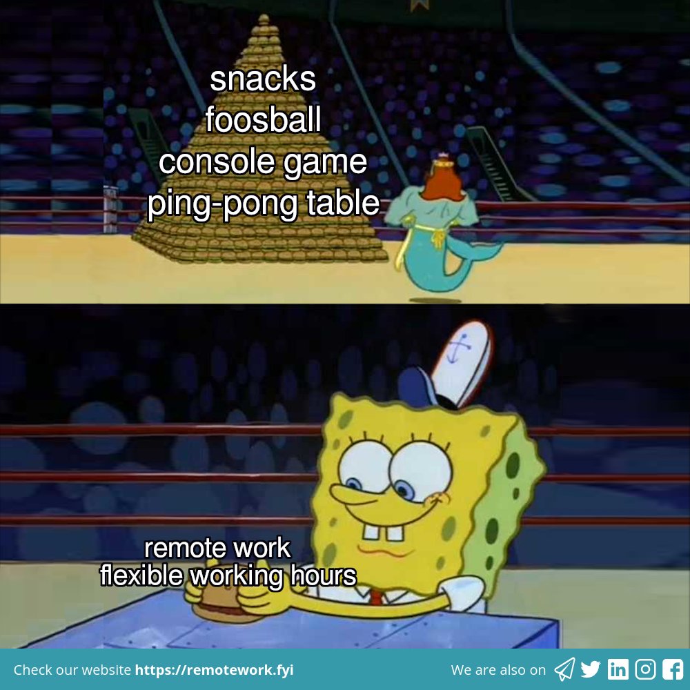 remotework_fyi's tweet photo. Remote Work + Flexible Working Hours 👍

#meme #remoteworkmeme #remotework #remoteworking #workingremotely #workfromhome #workingfromhome #wfh #workfromanywhere #flexibleworking #telecommute https://t.co/jxiMDapyab