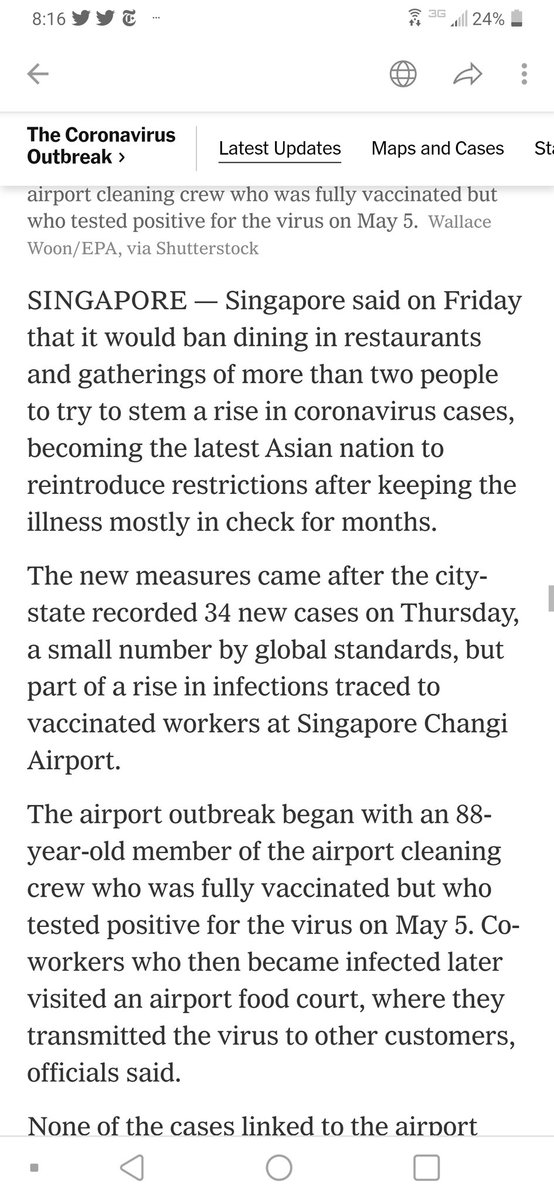 EdenOsucha's tweet photo. Trying to square the new CDC recommendations with this morning's NYT story about an outbreak in Singapore traced to a vaccinated individual. https://t.co/7E16Ov1BEv