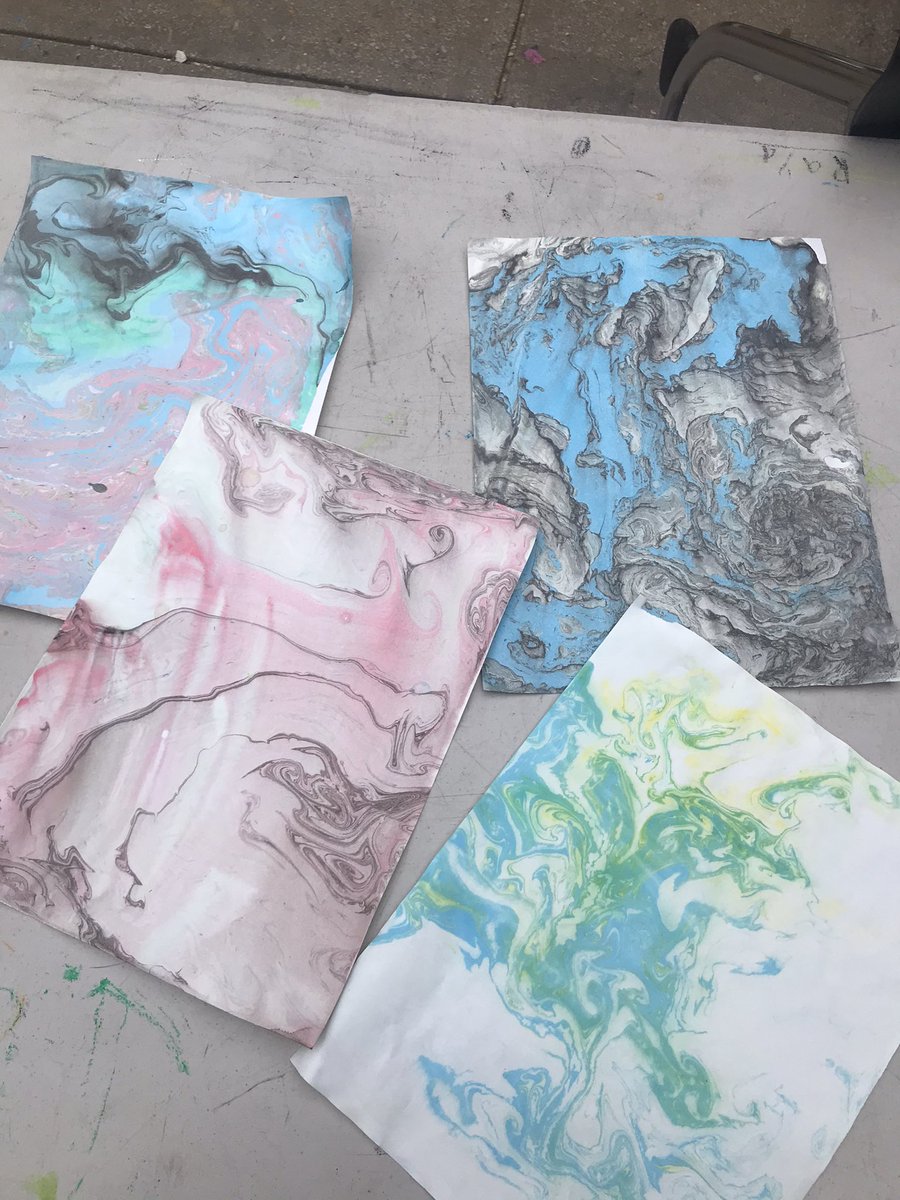Thanks to <a href="/Greenhill_Arts/">Greenhill Fine Arts</a> Mrs A for guiding my narrative nonfiction juniors through making marble paper for our chapbooks!

Seriously. Look. At This! 

Zoom in! 

So proud of my juniors! Thanks, Mrs A!! 🎨😍