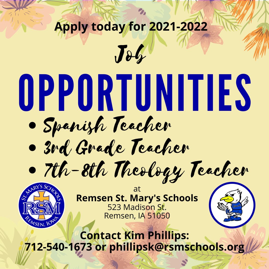 Remsen St. Mary's on Twitter "Consider applying for a position that
