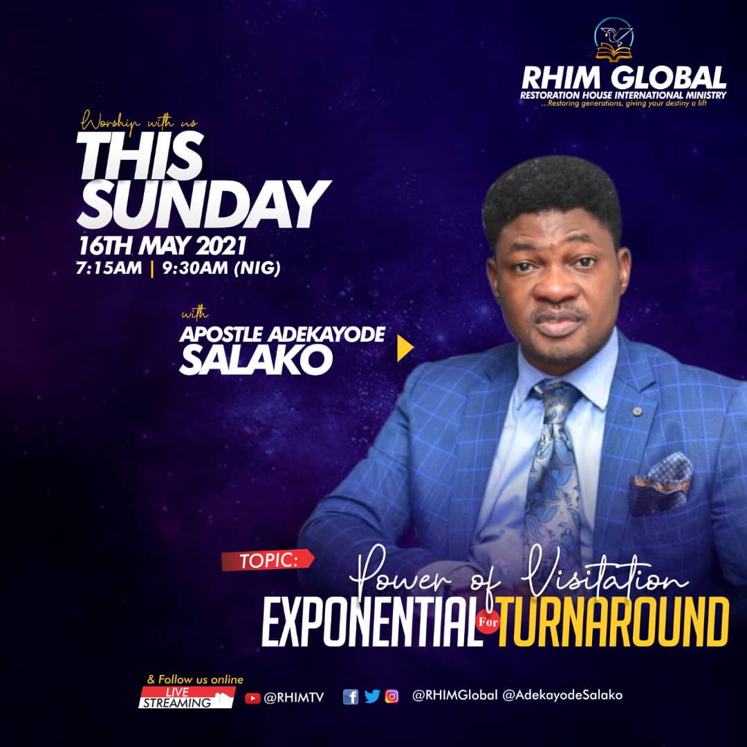 Still on 'EXPONENTIAL TURNAROUND' Series,

Don't miss Sunday's Two Divine Encounter Service

Join Our Airforce 📡;
Facebook: @RHIMGlobal
Instagram: @RHIMGlobal
Youtube: @RHIMTV

© RHIM TV
#RHIMGlobal
#SupernaturalTransformation
#DivineLifting
#SundayService
#SeeYouInChurch