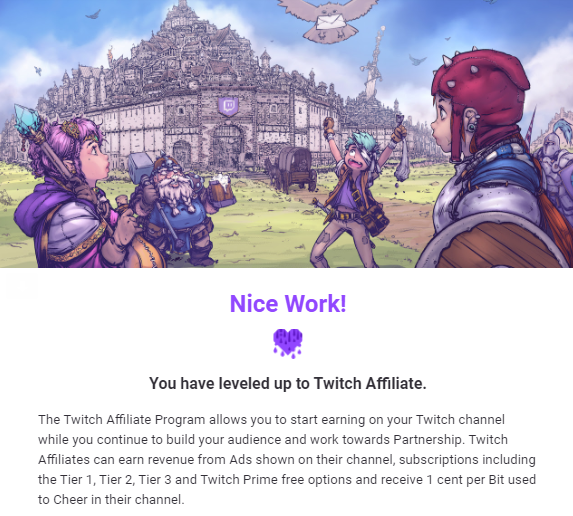 Guys! I did it!
#TwitchAffliate