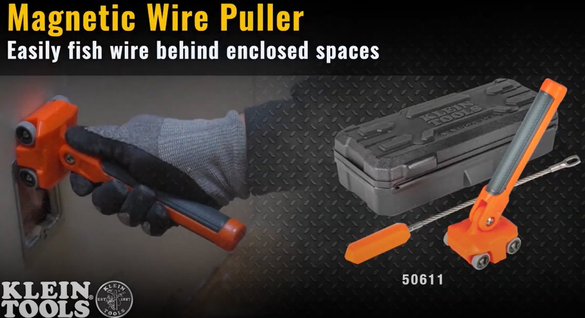 ElpMarketing's tweet image. The new Magnetic wire puller from Klein Tools quickly and easily fishes wire and cable behind finished walls and enclosed spaces. 

Click here for the Video:
zcu.io/jScP

#kleintools #elpmarketing #wirepulling #worksmarternotharder #toolsofthetrade