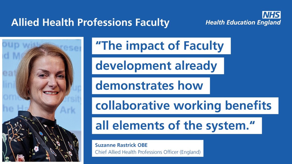 NHS England Workforce, Training and Education (@nhse_wte) on Twitter photo AHP Faculties were introduced to improve the coordination of workforce activity across ICS', focused on supply, education and training to secure the pipeline and growth of the AHP workforce.
Find out more - orlo.uk/5XvXC
<a href="/paula_breeze/">Paula Breeze</a>
<a href="/SuzanneRastrick/">Suzanne Rastrick</a>
#AHPFaculties AHP Faculties were introduced to improve the coordination of workforce activity across ICS', focused on supply, education and training to secure the pipeline and growth of the AHP workforce.
Find out more - orlo.uk/5XvXC
<a href="/paula_breeze/">Paula Breeze</a>
<a href="/SuzanneRastrick/">Suzanne Rastrick</a>
#AHPFaculties