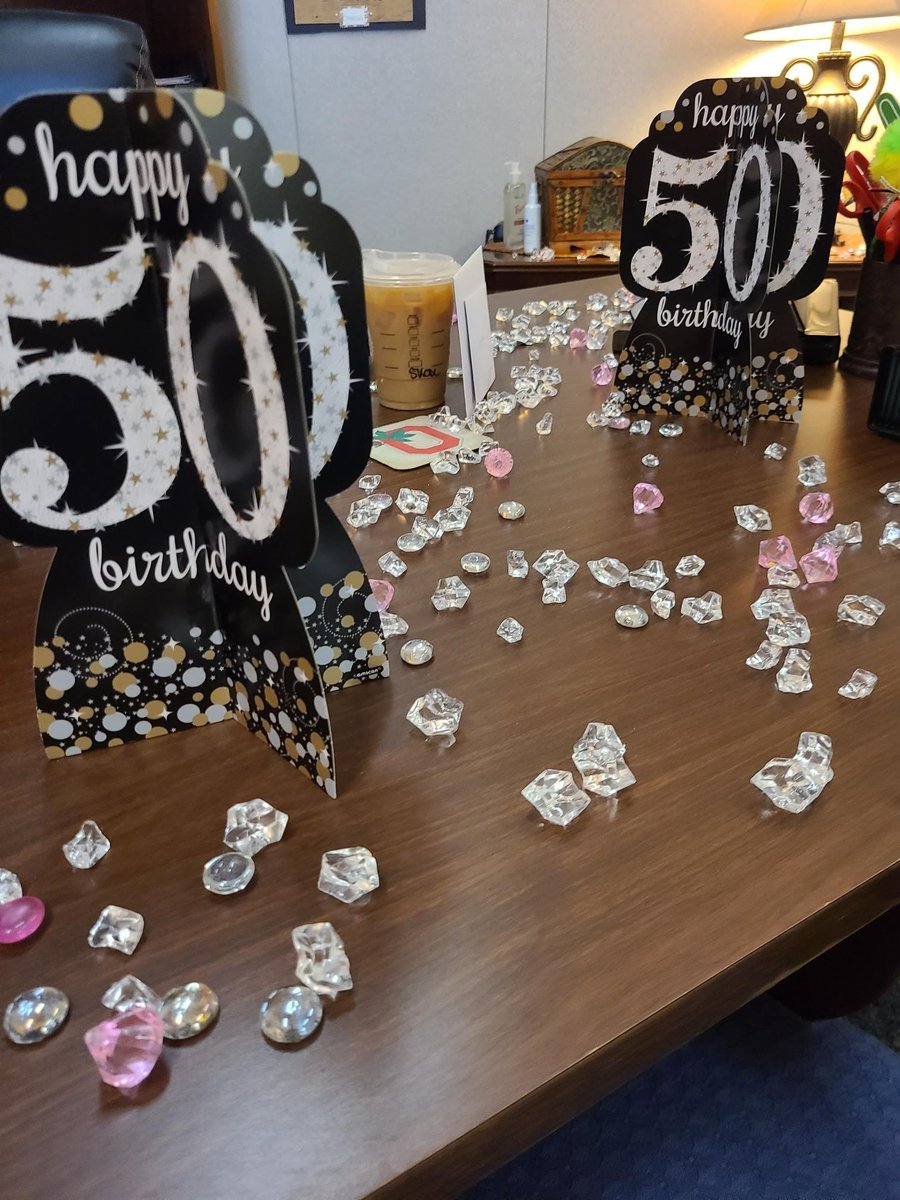 sshumsky1's tweet photo. Blessed to work with the best people on the planet who from decor, cake, coffee, lunch, dinner, gifts, dressing in black or sparkles, and ALL the love &amp; well wishes have truly made this 1/2 century trip around the sun very special! Thank you &amp; much love! #TeamAult #CFISDspirit 🥳 https://t.co/5laXsUOmbK