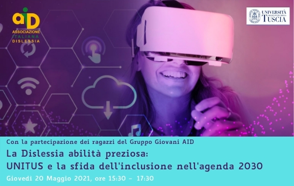 Giovedì 20 Maggio saranno presentati i primi risultati del <a href="/vrailexia/">VRAIlexia project</a> finanziato da Erasmus+ e coordinato da <a href="/unitusviterbo/">Università degli Studi della Tuscia</a>. L'incontro prevede un intervento dei ragazzi del Gruppo Giovani AID, che racconteranno l'esperienza del Progetto My Story. 
⬇
bit.ly/vrailexia_AID