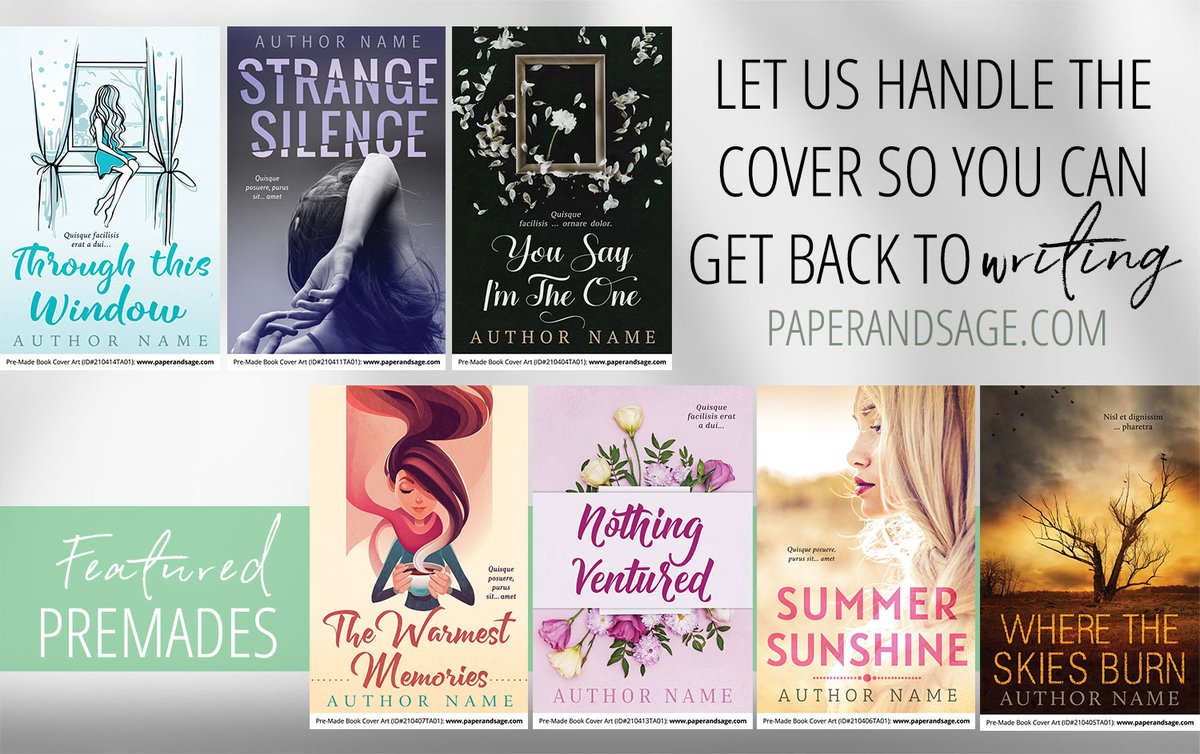 paperandsage's tweet photo. Unique, exclusive PreMade Book Covers from P&amp;S. We're always adding new designs to the Shop.📚Both Series and Standalone Book Covers available. Replace Title &amp; Author text with your information. Bundle with a paperback layout for print. Visit https://t.co/c2uvvBMPol to view more. https://t.co/YxO7HE7fWR