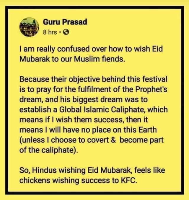 Sanjay_Dixit's tweet photo. A true dilemma! How do chickens wish success to KFC? https://t.co/SRw9s6ln60
