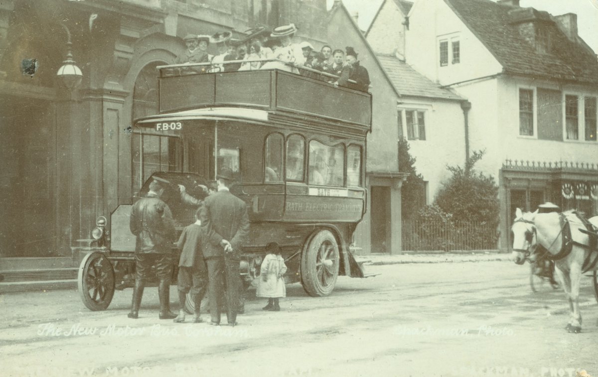 These excited travellers have hopped aboard a #Bath Electric Tramways Company Motor Charabanc, seen here outside #Corsham Town Hall c.1919. The BETC 1st diversified into motor transport in 1905. Their charabancs served many #Wiltshire towns. #ExploreYourArchive #localtransport