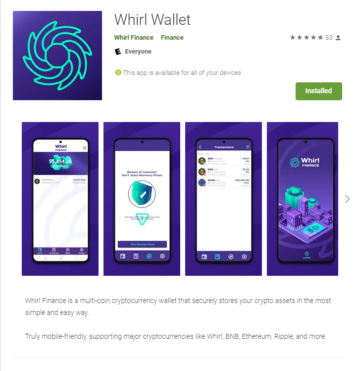 JackWalschIII's tweet photo. The Whirl Wallet is now out in google play store and for apple!  Making great progress here where most tokens including #safecoin still have nothing!  #whirlfinance #whirl #whirlwallet https://t.co/zOAVBlYm4z