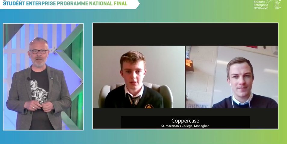 StudentEntProg's tweet photo. The SENIOR  #StudentEnterprise National Finals 2021 Winners are..... Drumroll are 👏👏👏👏🤩🏆COPPERCASE @MonaghanLEO 
CONGRATULATIONS!! for #MakingitHappen https://t.co/CyEZKJ6GrJ