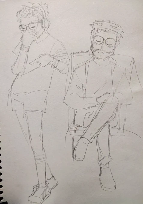 I am enjoying this sketchbook so far. Here are doodles of Jack Stratton from Vulfpeck (ft. Joe Dart) 
