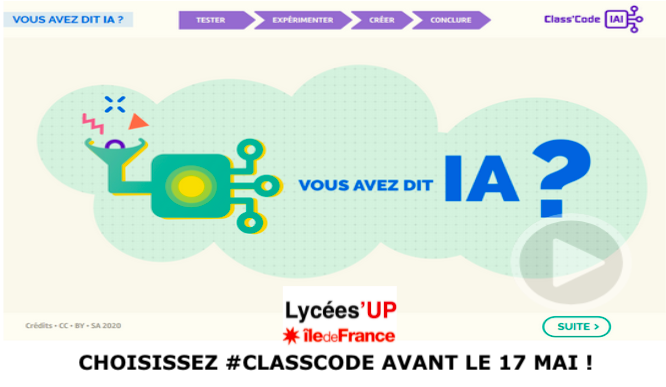 classcode_fr's tweet photo. J-3 pour les enseignants franciliens pour choisir la ressource #ClassCode dans le cadre de #LycéesUP!
📌1 tutoriel clé en main pour découvrir l'#IA 
📌1 formation pour mener des activités/projets en classe
📌1 accompagnement personnalisé pour aller + loin
https://t.co/kSqsAjGWoN https://t.co/BreV19gUCd