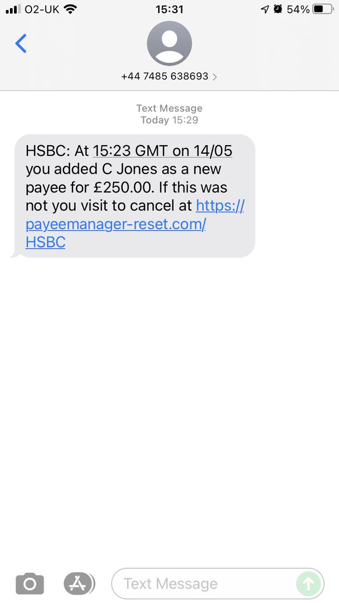 ⁦<a href="/HSBC_UK/">HSBC UK</a>⁩ just received this fraudulent message.