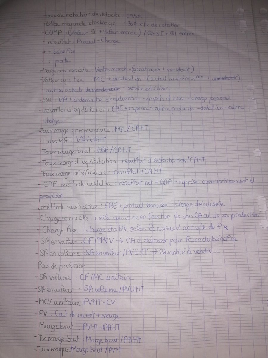 ragnarson91's tweet photo. Pour la gestion, je vous ai mis toute les formules de tous les chapitres. (dites moi s'ils en manquent). Revoyez le bilan, compte de résultat, cump, peps et ça devrait être bon pour les truc à apprendre par cœur. (si vous avez du mal à lire dite moi)
#BTSCONTROLECONTINU https://t.co/NO3F4dO73P