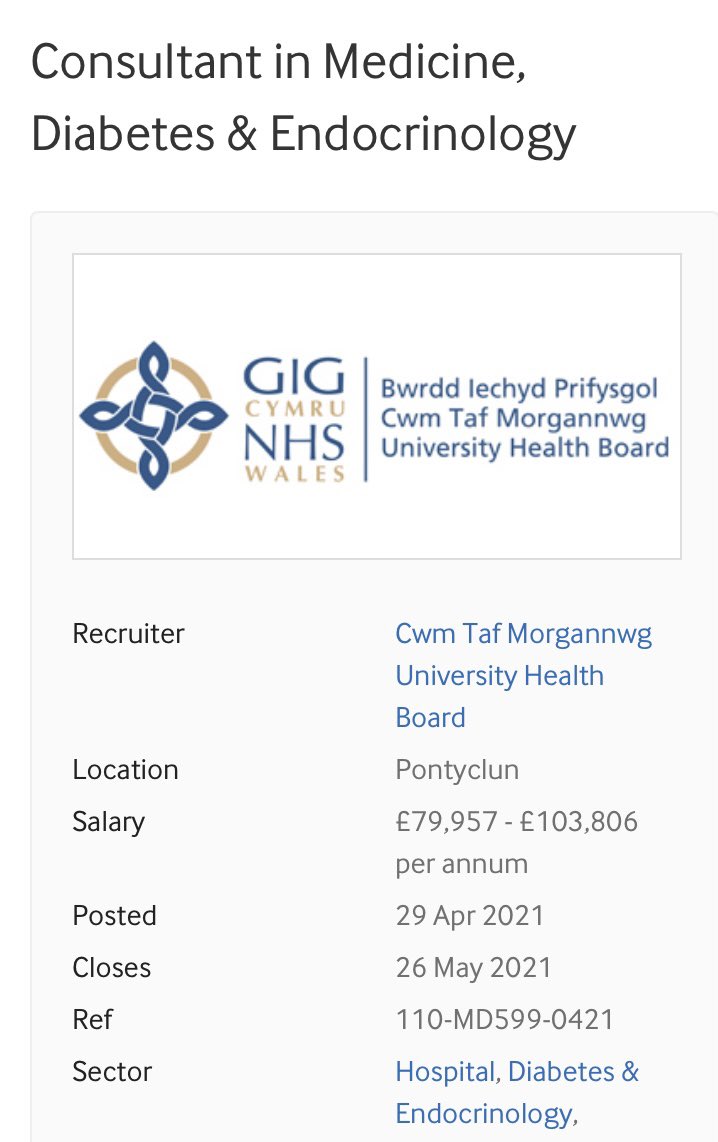 Excellent job opportunity to join Diabetes &amp; Endocrinology team at one of the best hospital I have ever worked in.