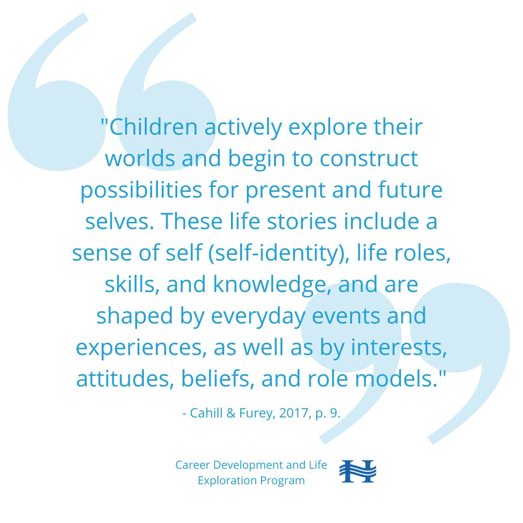 Career education is relevant, even in early years education.

"Children actively explore their worlds and begin to construct possibilities for present and future selves." <a href="/ceric_ca/">CERIC</a> 

Read the full publication at ceric.ca/publications.

#HSDcdle #HSDlearns #CareerDevelopment