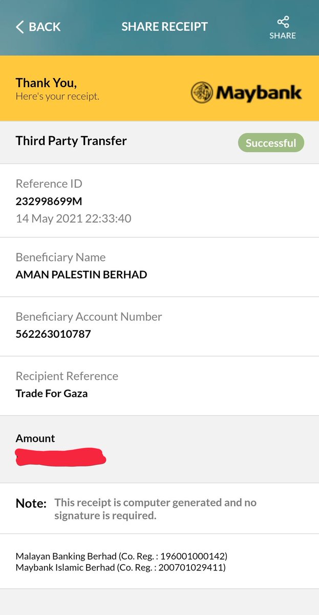 najibfazail's tweet photo. Done with my first donation. Will contribute more once the market is opened next week.

Disclaimer : The screenshot is just an act of encouragement. Let's contribute as much as we can to support our brothers and sisters in Palestine. 

#SavePalestine 
#TradeForGaza https://t.co/Y550b0EVcr