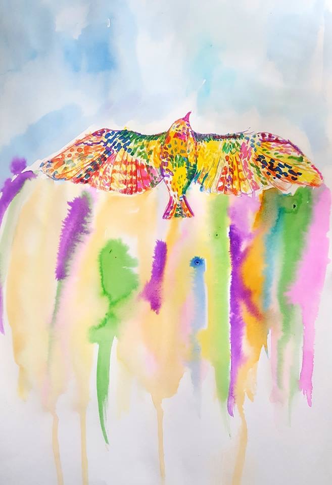 OCYANL's tweet photo. This beautiful "Soaring Rainbow" by Young Artist, Astrid fills us with hope and joy. The soaring bird and bright colours make us feel like anything is possible. Thank you, Astrid, for helping us to soar into the weekend with positivity! #YoungArtistProgram https://t.co/CeoTHBlhKS https://t.co/AwjwpAzEer