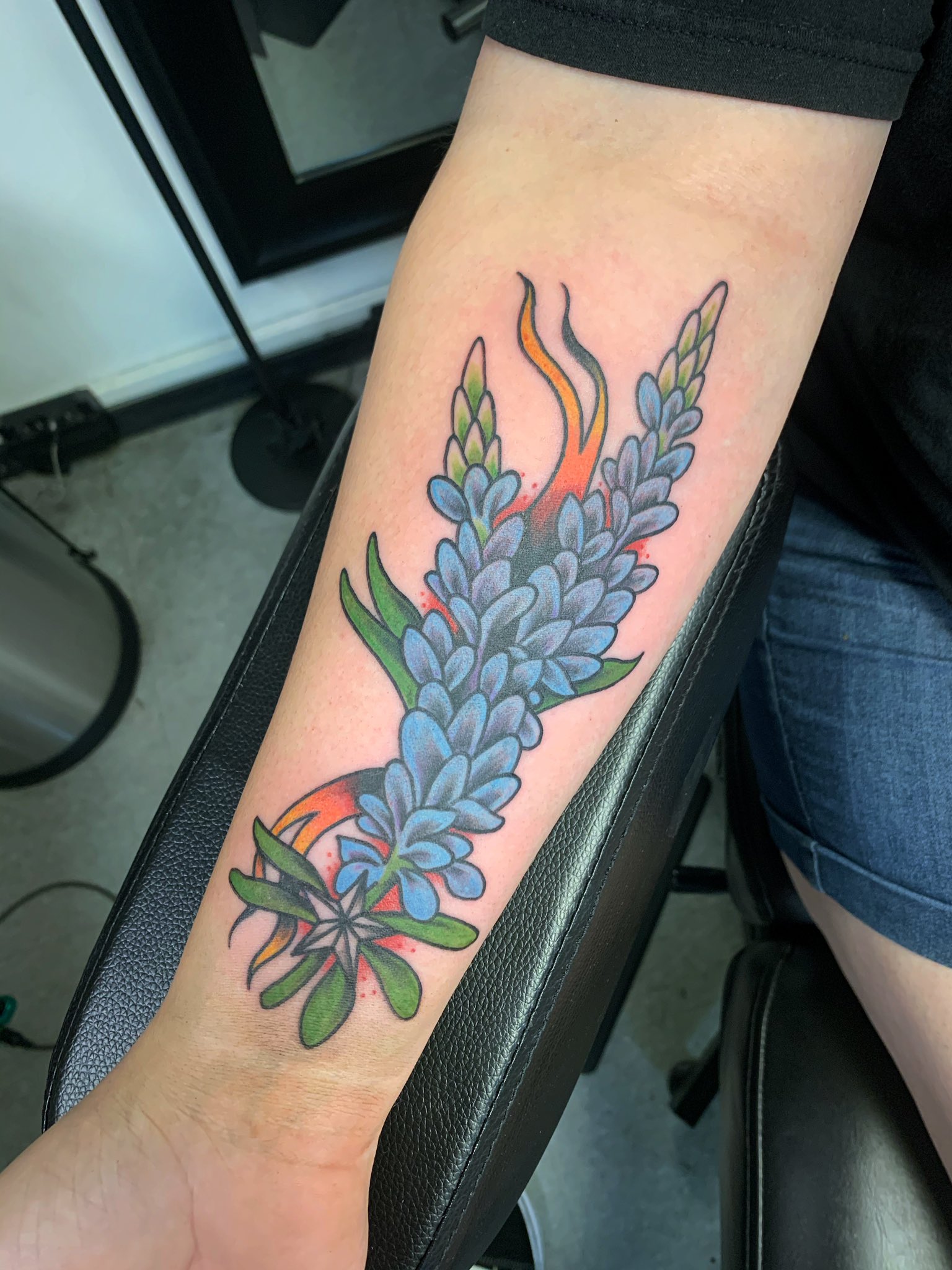 Depiction Tattoo Gallery : Tattoos : Flower : Mockingbird Bluebonnet Tattoo