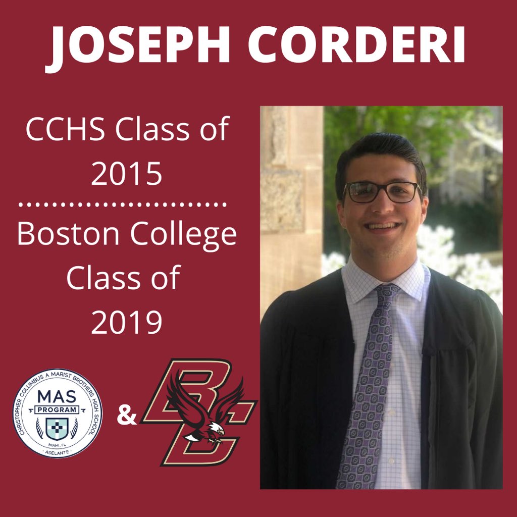 masprogram_cchs's tweet photo. Last MFP Alumni Spotlight: Joseph Corderi ‘15.
Joseph was a member of CCHS’ class of 2015 and graduated from Boston College in 2019!

➡️ Swipe to see some quotes from Joseph himself! 

#BeMoreBeMas #Adelante #CPride 

@bc_admission @BostonCollege https://t.co/qoWI4VMMJf