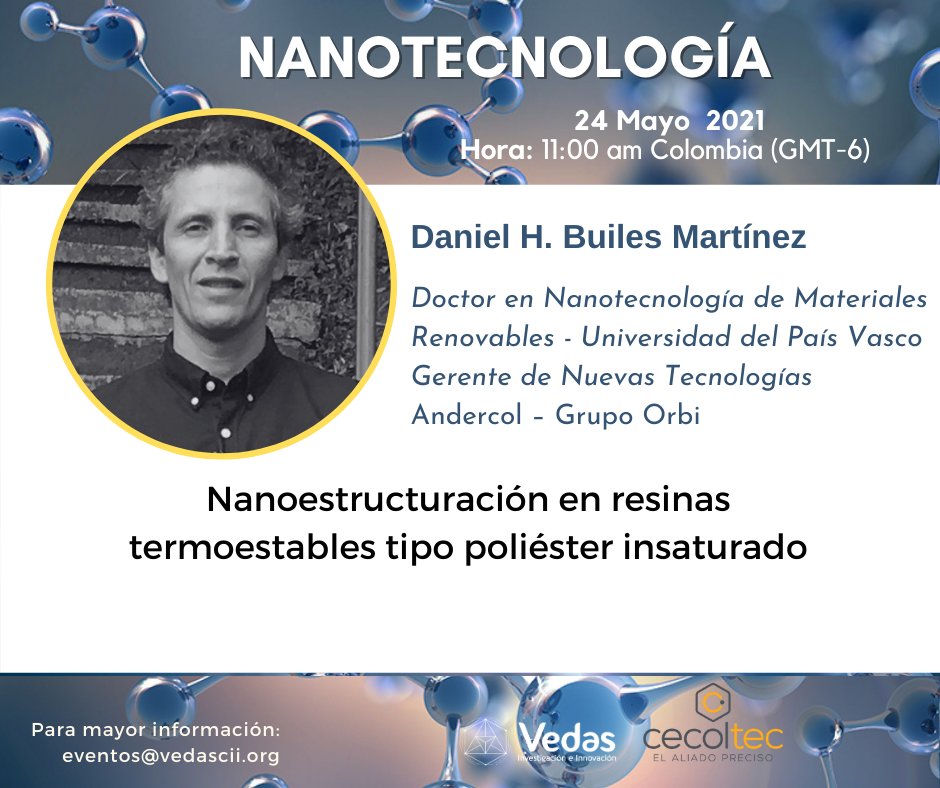 VEDASCII's tweet photo. Quieres aprender or actualizar tus conocimientos en Nanotecnología?

El 24 y 25 de Mayo estaremos transmitiendo el webinar NANOTECNOLOGÍA 

Inscripciones abiertas :
https://t.co/vjOTRzDg7r https://t.co/2XYVeO6B2a