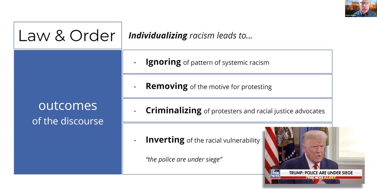 lansi_tc's tweet image. Hodges @adamwhodges on the outcome of the ‘law &amp;amp; order’ #discourse. #LANSIVirtualLectureSeries @linguistlist @lsi_nca @ICA_Language @AAALGrads @tcalandtesol @tcsaltjournal #PoliticalDiscourse